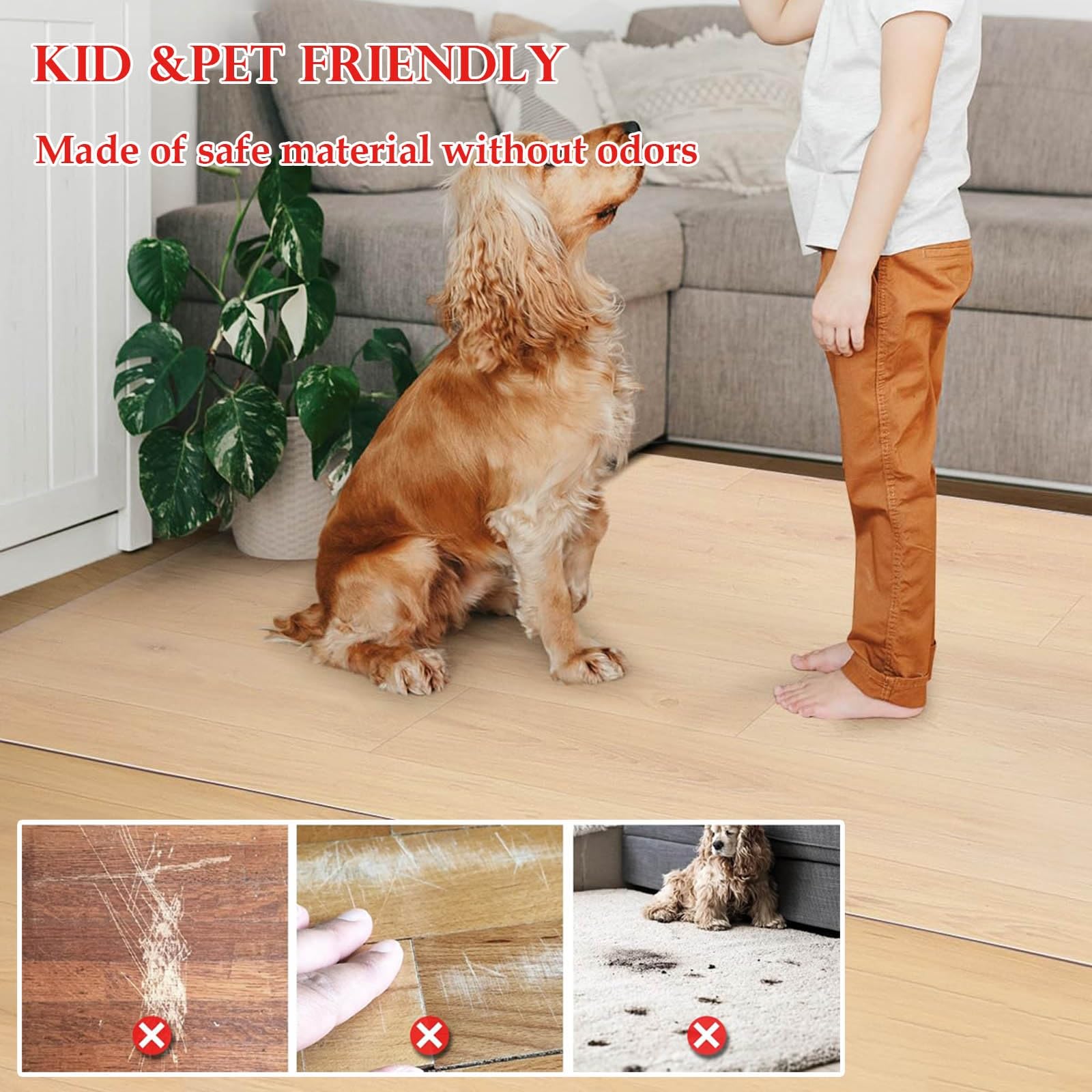 Impermeable Alfombra Protectora Para El Suelo De Mascotas, Espesor 1,5 Mm, Protector De PVC Transparente, Antideslizante, Rectangular, Para Oficina, Parquet, Escritorio O Gaming(70 * 130cm)