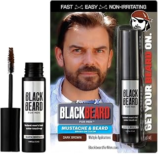 Blackbeard for Men Instant Beard Color – All Day Beard, Mustache, Eyebrow, and Sideburns Color – Temporary, Hypoallergenic Beard Dye Alternative – Up to 45 applications – Dark Brown, 1 Pack