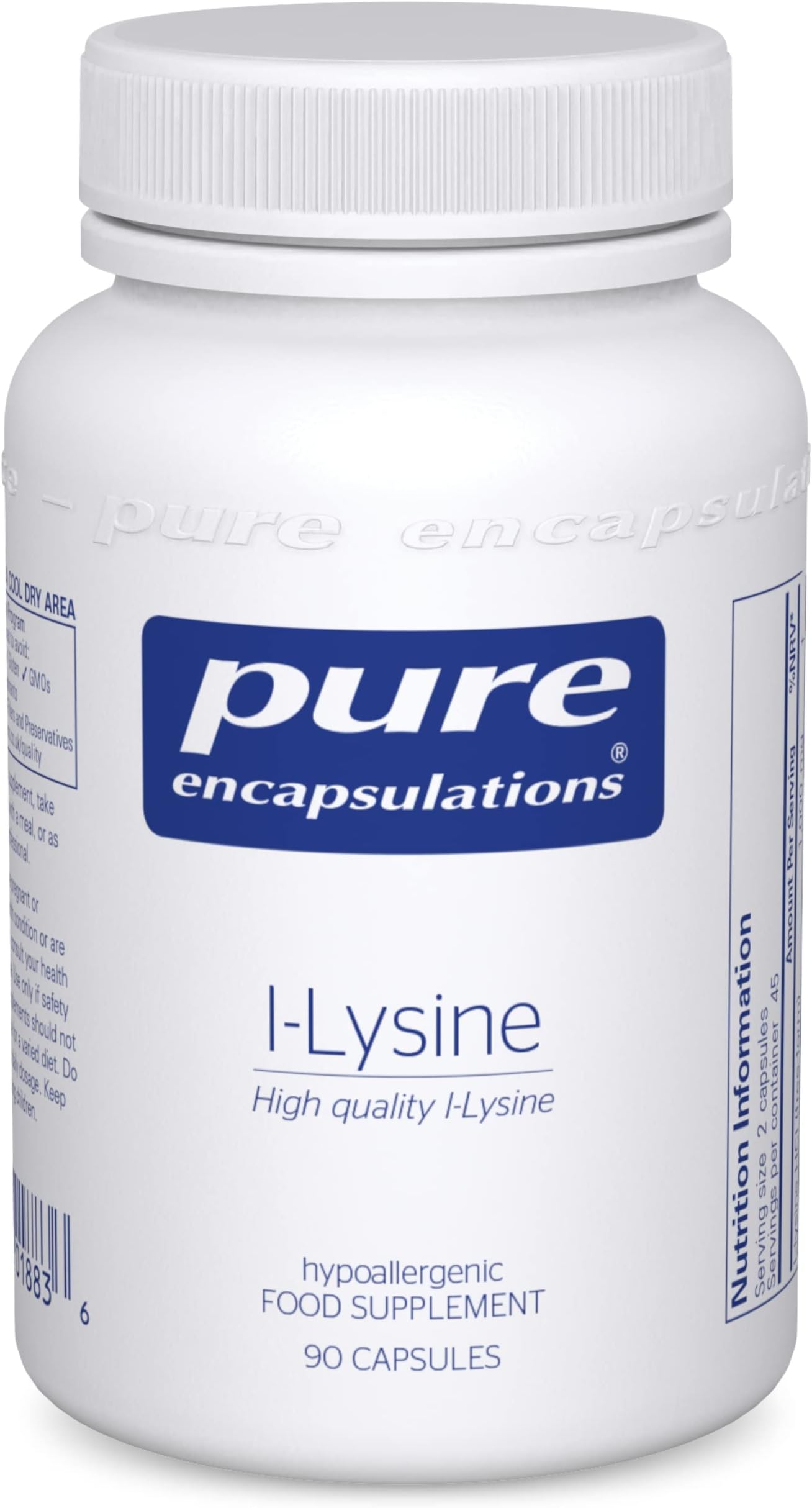 L-Lysine 500mg - Hypoallergenic Essential Amino Acid Supplement - 90 Vegetarian Capsules