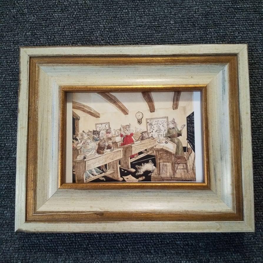 レオナール・フジタ、藤田嗣治、巨匠、猫の教室、希少画集画、新品額装付 レオナール・フジタ、藤田嗣治、巨匠、猫の教室、希少画集画