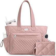 TOPDesign Puffer Laptop Bag for Women, Quilted Teacher Tote Nurse Work Briefcase, Computer Handbag with 40oz Cup Holder
