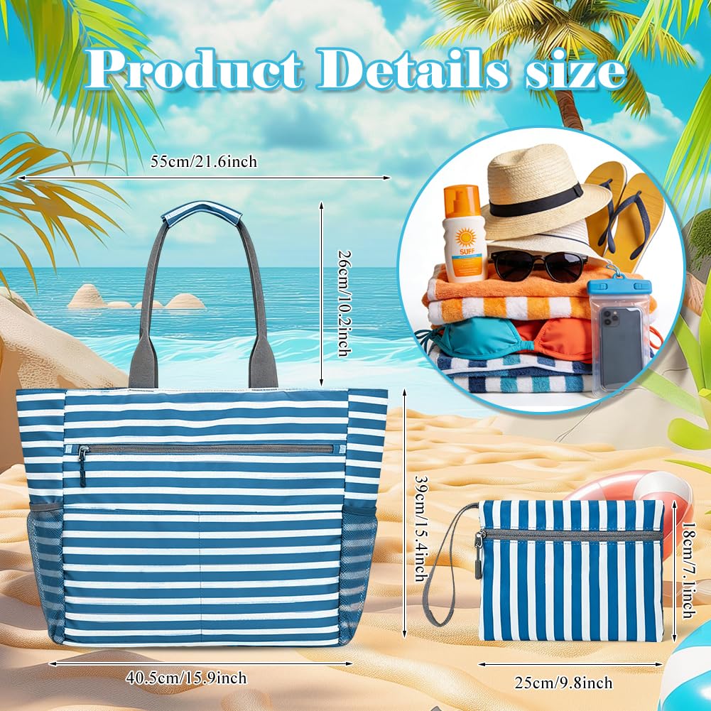 Große Strandtasche mit Reißverschluss für Familie, Faltbare XXL Beach Tote Bag, Große Badetasche Damen, Wasserdichte Sandabweisend für Strand, Pool, Picknick & Reise