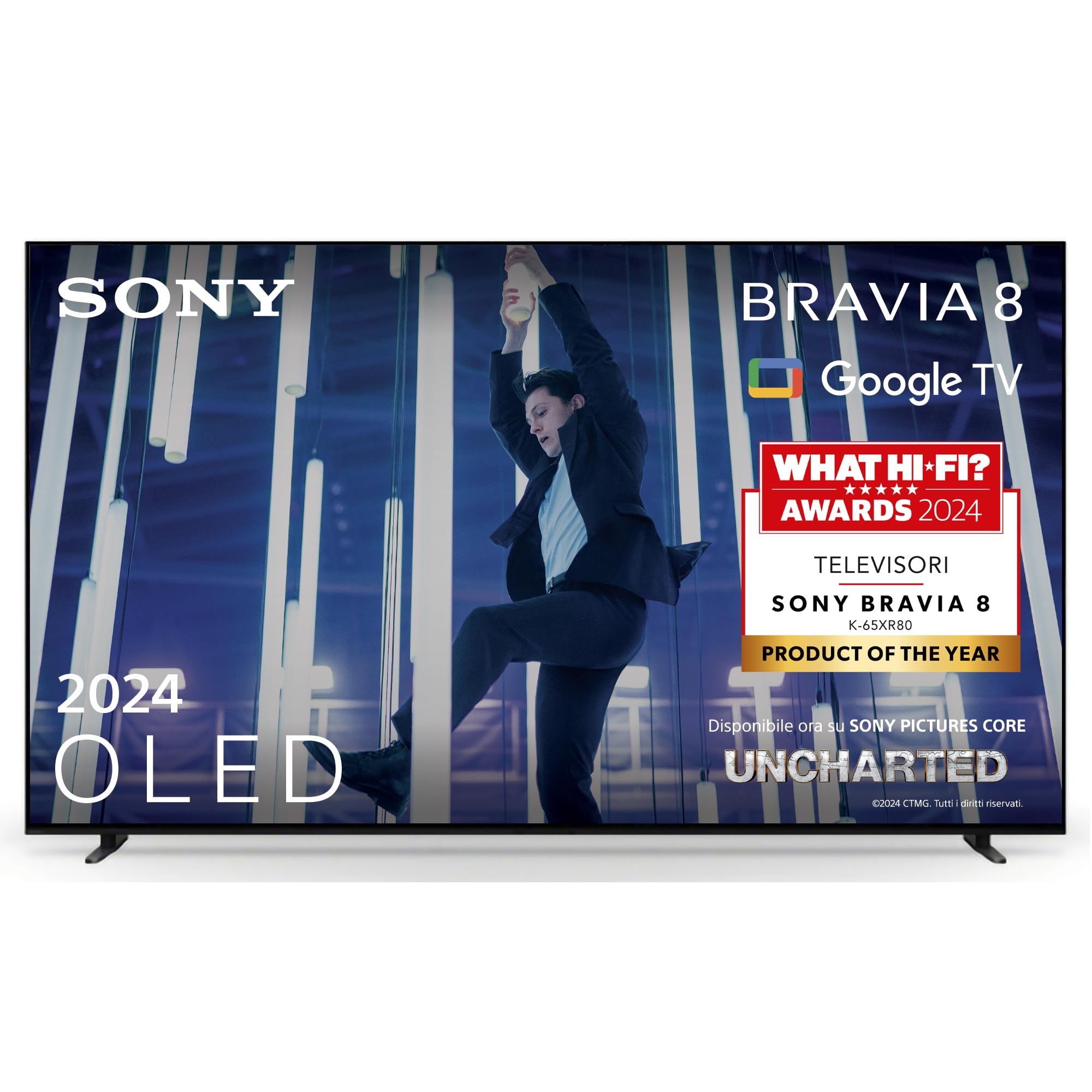 Sony BRAVIA 8 OLED 55 Pollici 4K HDR Google Smart TV | Gaming Menu per PlayStation 5, IMAX Enhanced, Dolby Vision Atmos, Chromecast, AirPlay, 120Hz 55XR80