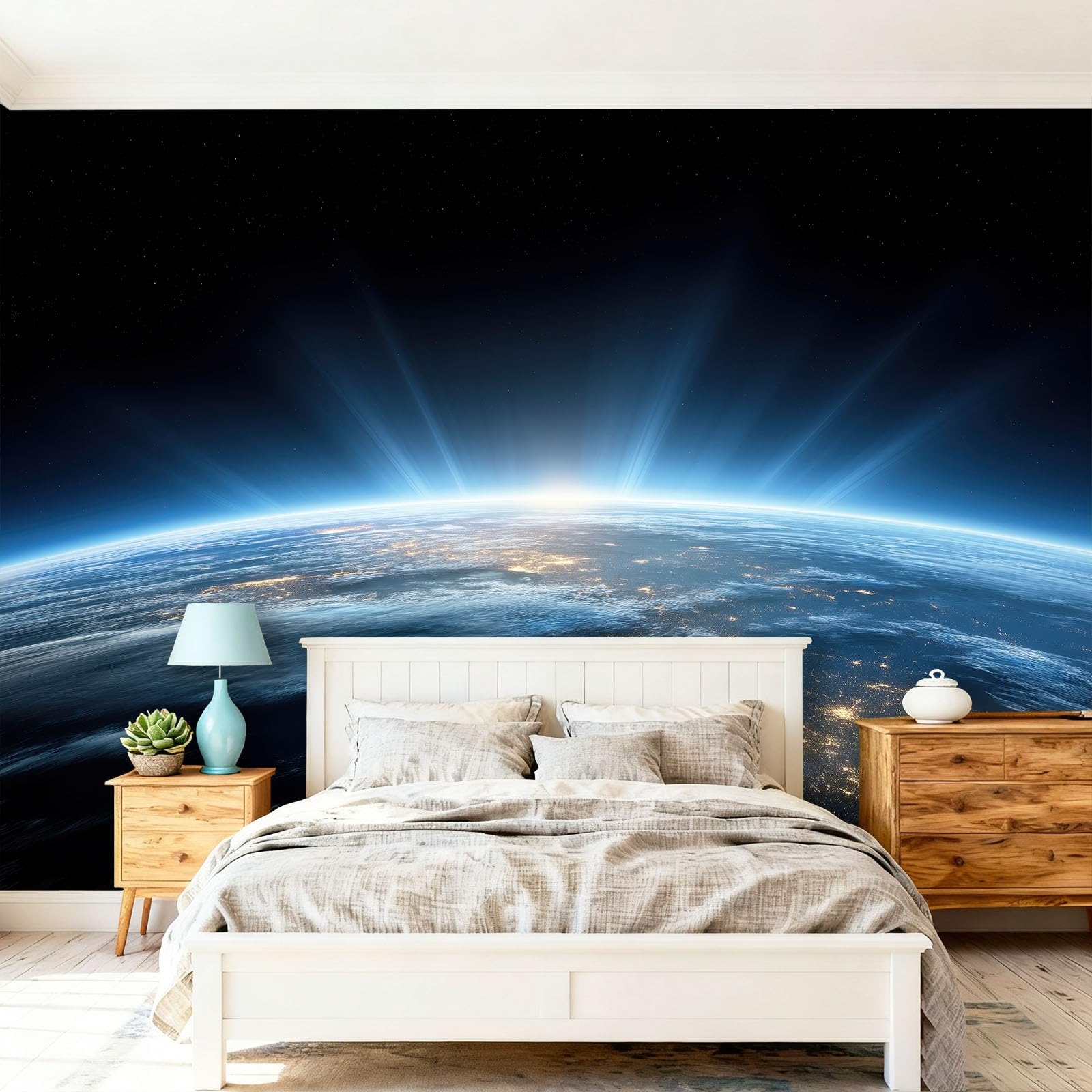 Fototapeta 350 x 256 cm ściany dekoracja salonu design natura do sypialni salonu tapeta z włókniny, głęboki niebieski wszechświat nocne niebo