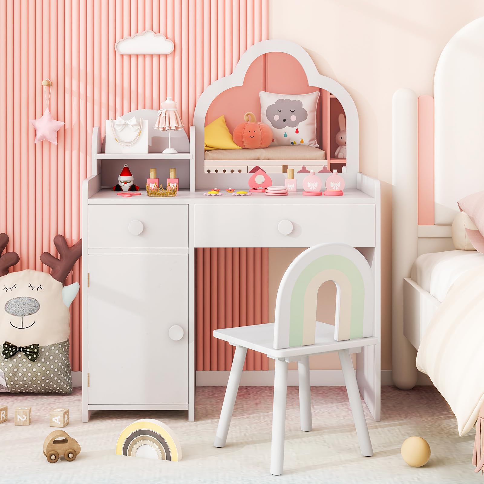 Toeletta Trucco Relax4Life Per Bambine - Con Luci LED E Specchio Triplo, Super Divertente! - Foto 10