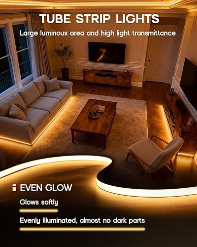 Miniatura 4 de Tira de luces LED de 9.8 pies, 110-120 V, cuerda de luces de neón de silicona regulables, tira de luces de neón flexibles e impermeables para