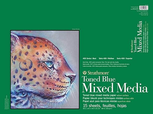 Miniatura 17 de Strathmore 400 Series Mixto Media Pad Tono Azul 11" X14"-15 Hojas -62462411 Azul Tonificado