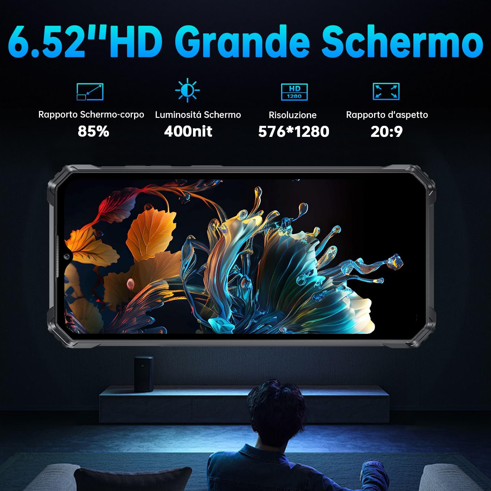 OUKITEL WP28S Rugged Smartphone - Android 14 10600mAh -16 (4+12) GB RAM + 128GB ROM Telefono Indistruttibile, 6.52" HD 13MP+5MP Cellulare Impermeabile IP68 /Dual SIM 4G/Face ID/NFC/OTG/GPS Arancio