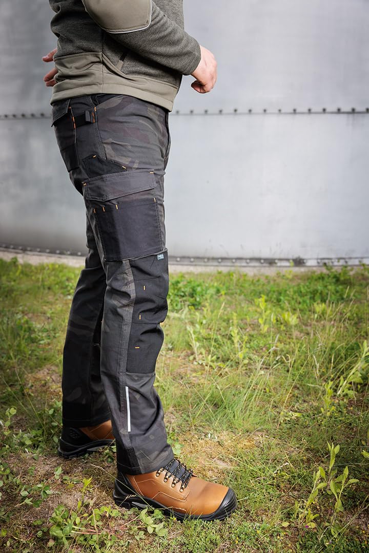 NEO TOOLS Robusti pantaloni da lavoro Mix&Match da uomo in tela con rinforzi in cordura e inserti riflettenti e tasche per ginocchiere, ideali per artigianato e lavori