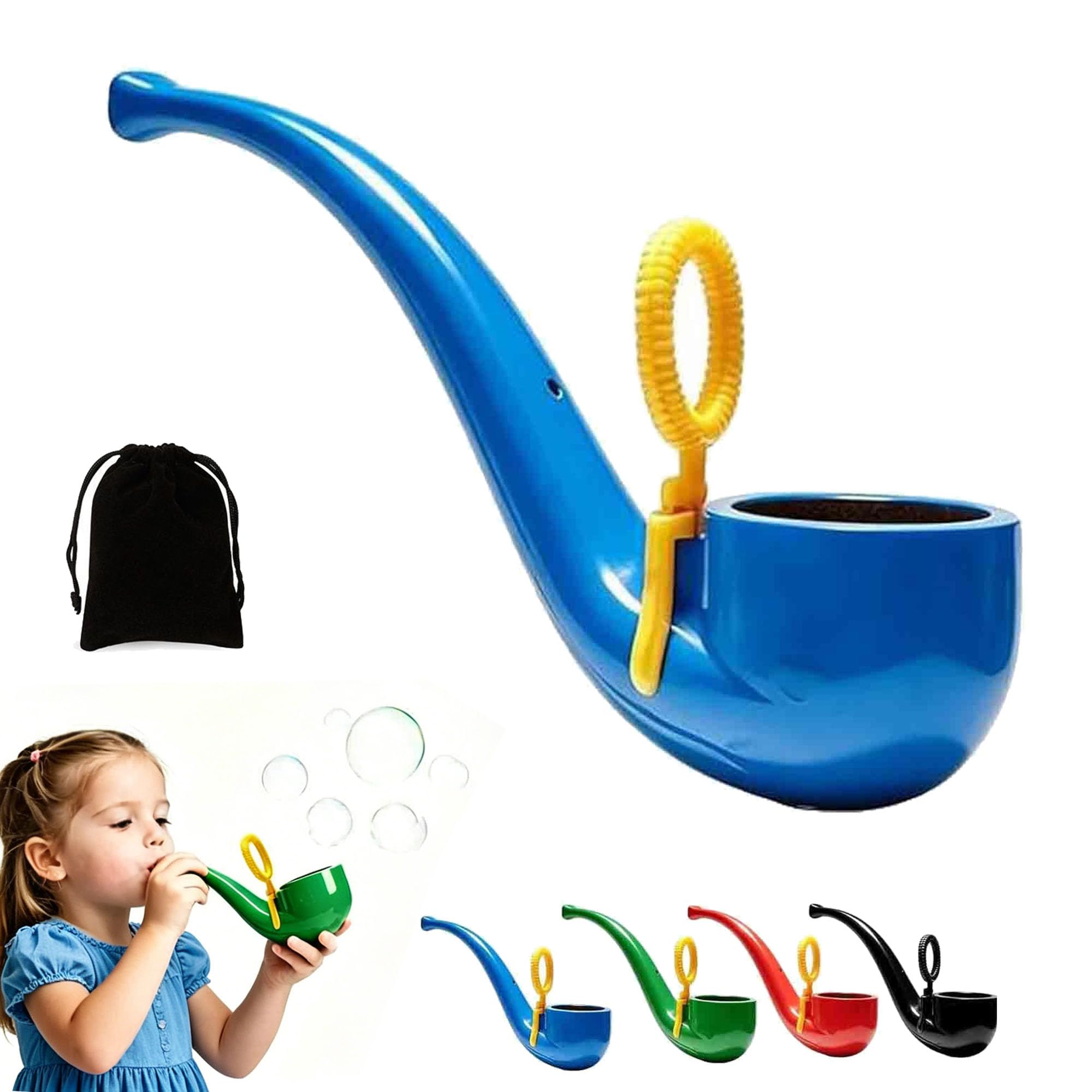 Soap Bubble Pipe, Creative Pipe Shaped Bubble Blower, Easy Use Bubble Maker Colorful Fun Bubble Blowing Pipe, Reusable Retro Fun Style Bubble Maker