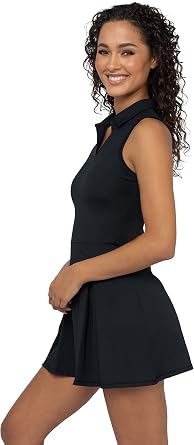 90 Degree By Reflex Racerback Charm Pleated Tennis Dress with Collar