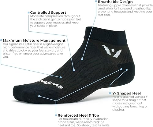 Miniatura 5 de Swiftwick - Performance One - Calcetines de golf y correr (1 o 3 pares), comodidad duradera
