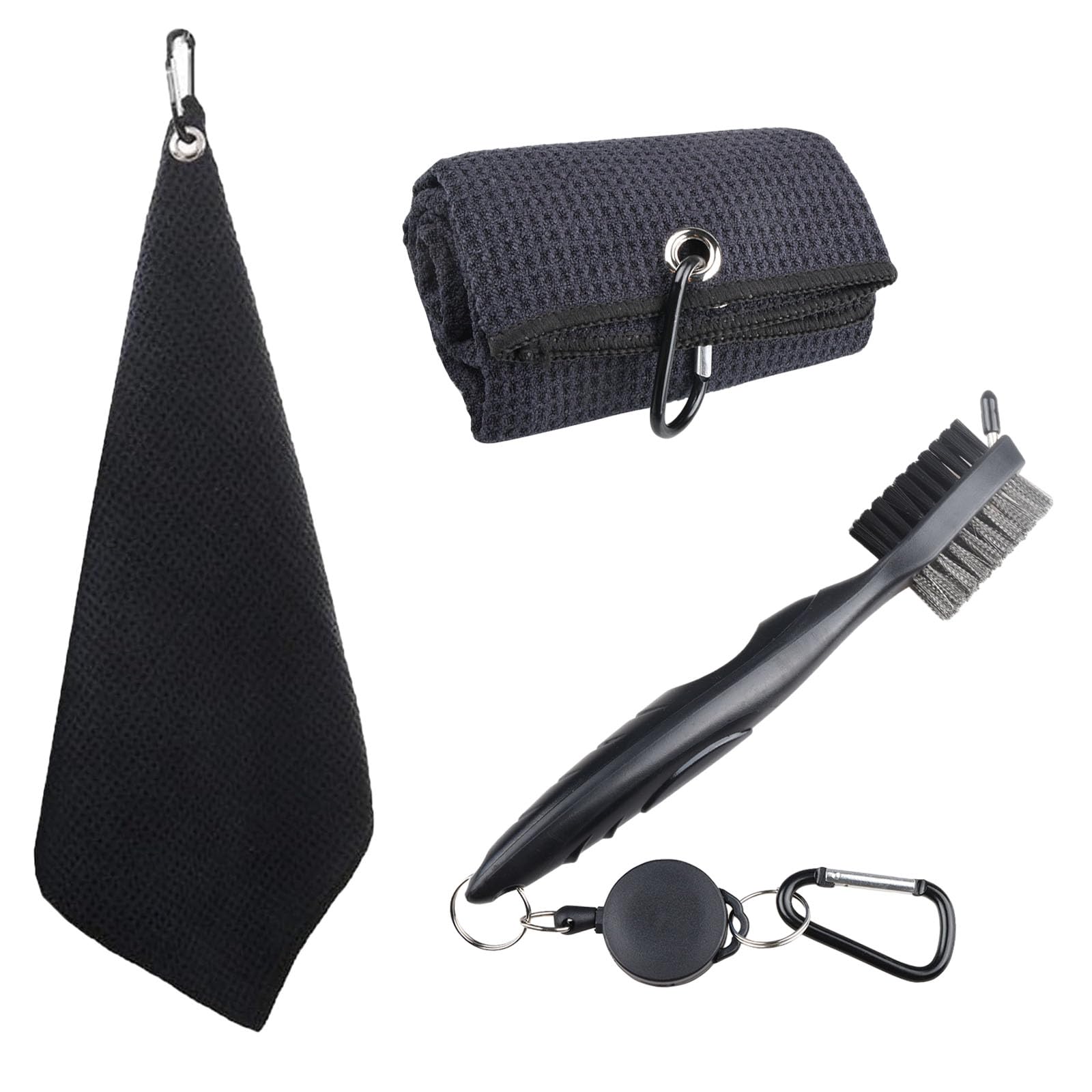 3Pcs Golf Accessories - Club Brush, Microfiber Towel Kit - Superior Water Absorption & Quick Dry - Golf Cleaning Towel & Brush Tool Kit With Club Groove Cleaner
