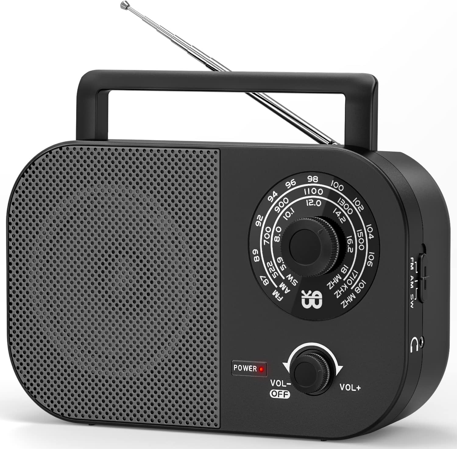 Portable AM FM Shortwave Radio with Long Range Reception, Goodes Plug in Wall Transistor Radio with Big Speaker, Battery Operated or AC Power, Large Tuning Knob, Clear Dial, Gift for Elder