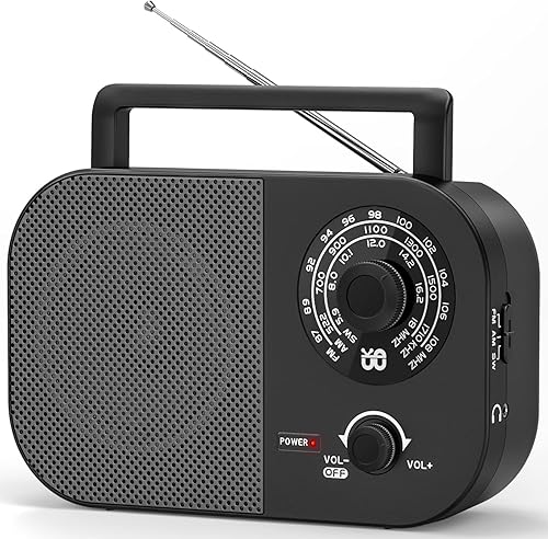Radio portátil de onda corta AM FM con recepción de largo alcance, radio transistor de pared con enchufe Goodes con altavoz grande, funciona con