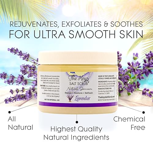 Miniatura 8 de The Keys Exfoliante de sal marina con cuchara de madera, exfoliante corporal orgánico Florida Key Lime Face, manos, pies y bikini, exfoliante