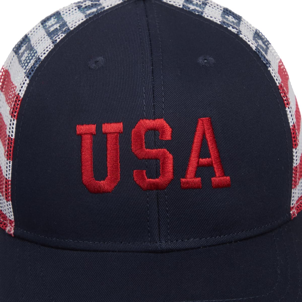 Bioworld 4th of July American Flag USA Blue Trucker Hat - Image 4