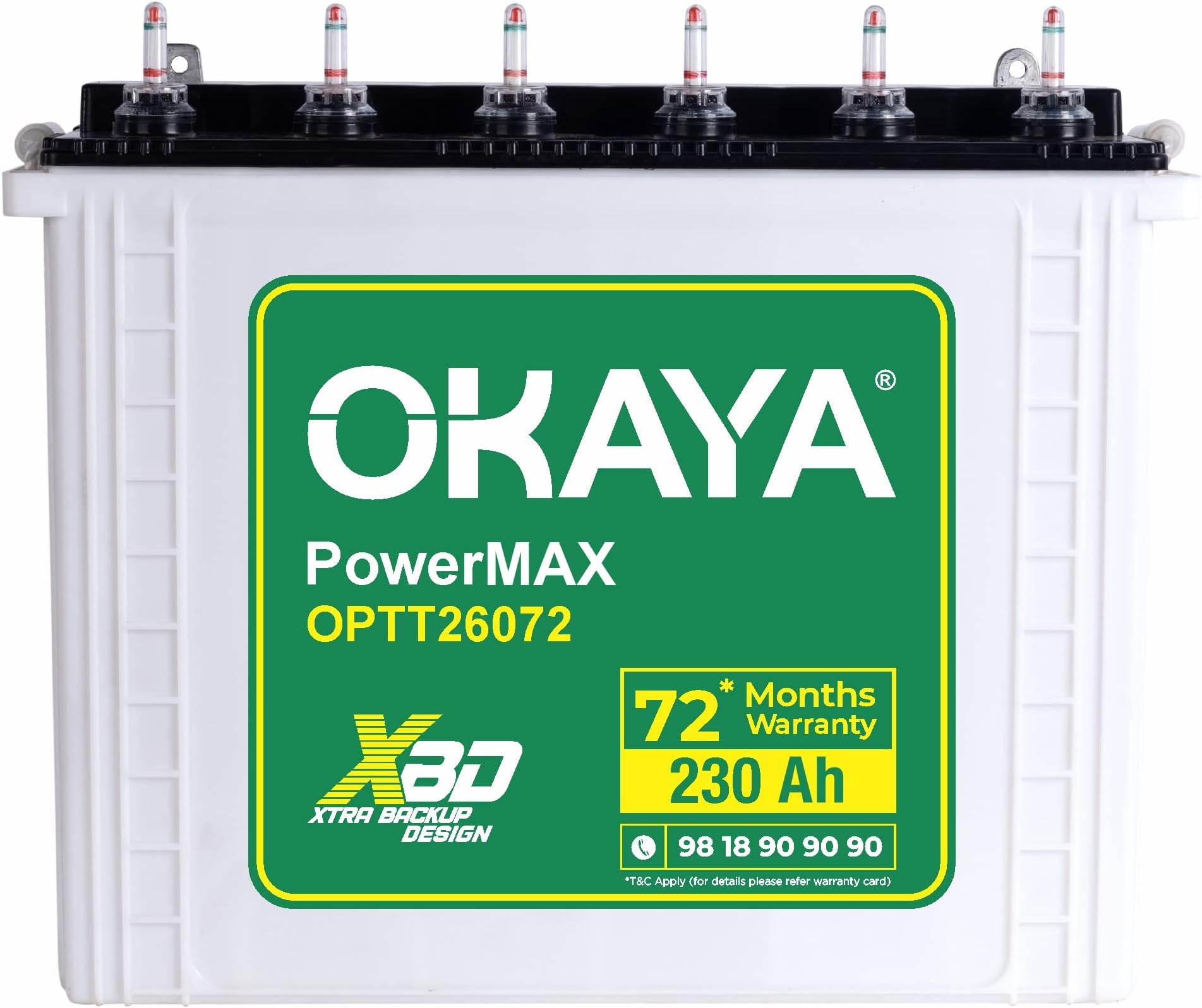OKAYA PowerMAX OPTT26072 230Ah Tall Tubular Inverter Battery for Home, Office & Shops with Certified Extra Backup | Spillage Free & Low Maintenance Design | 72 Months Warranty