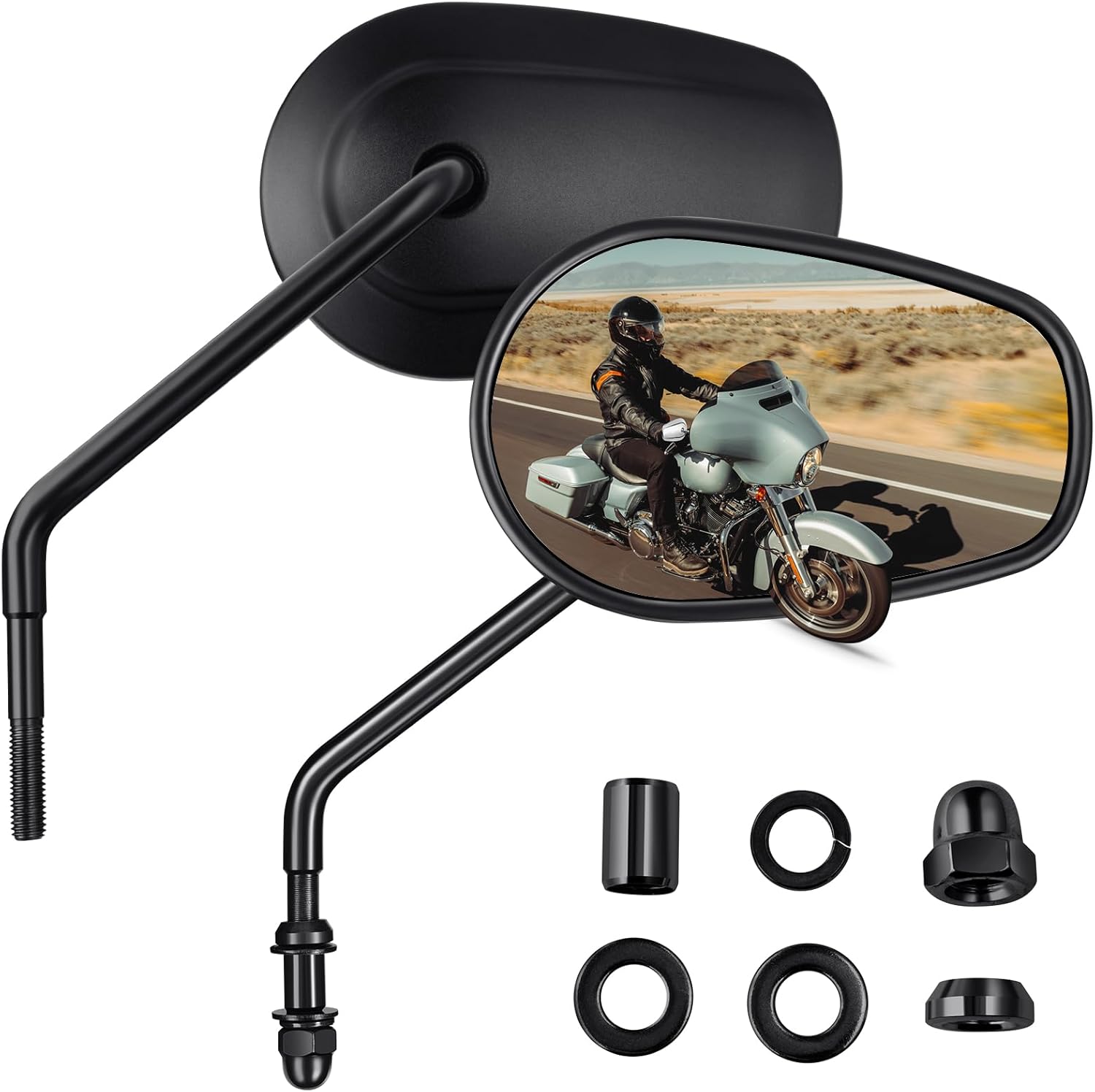 PBYMT M8 Rear View Side Mirrors Black motorcycle mirrors 360 Degree Adjustment rearview mirror Compatible with Harley Sportster Touring Dyna Softail Road King Street Glide 1982-2023