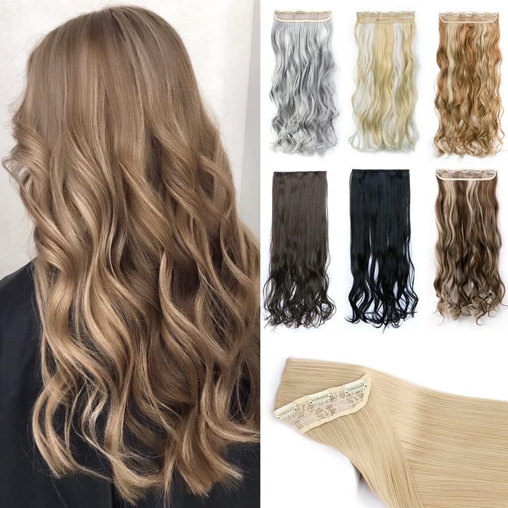 Clip In Hair Extensions 1 Pcs 5 Clips Half Full Head Synthetic Curly Hairpiece Natural Look