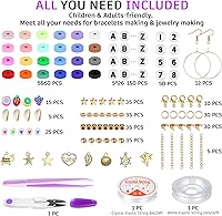 Vista 23 de Gionlion - Kit de cuentas de arcilla para hacer pulseras, paquete de 2 cajas de cuentas de letras, separadoras y dijes para hacer joyas de amistad