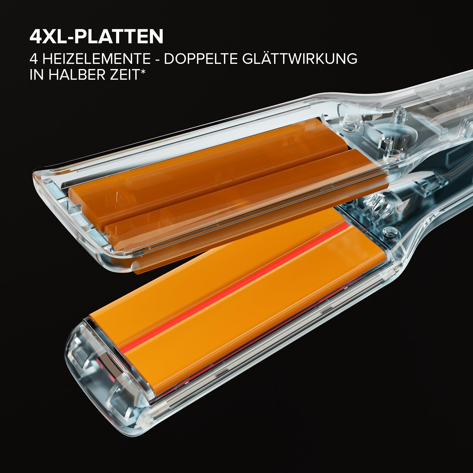 Bellissima Infrarot-Glätteisen, 4 Heizelemente, Keramik- und Keratinbeschichtung, 4 Temperaturen, flexibles Glätteisen, abgerundetes Design, schnelle Erwärmung, Beauty Bag