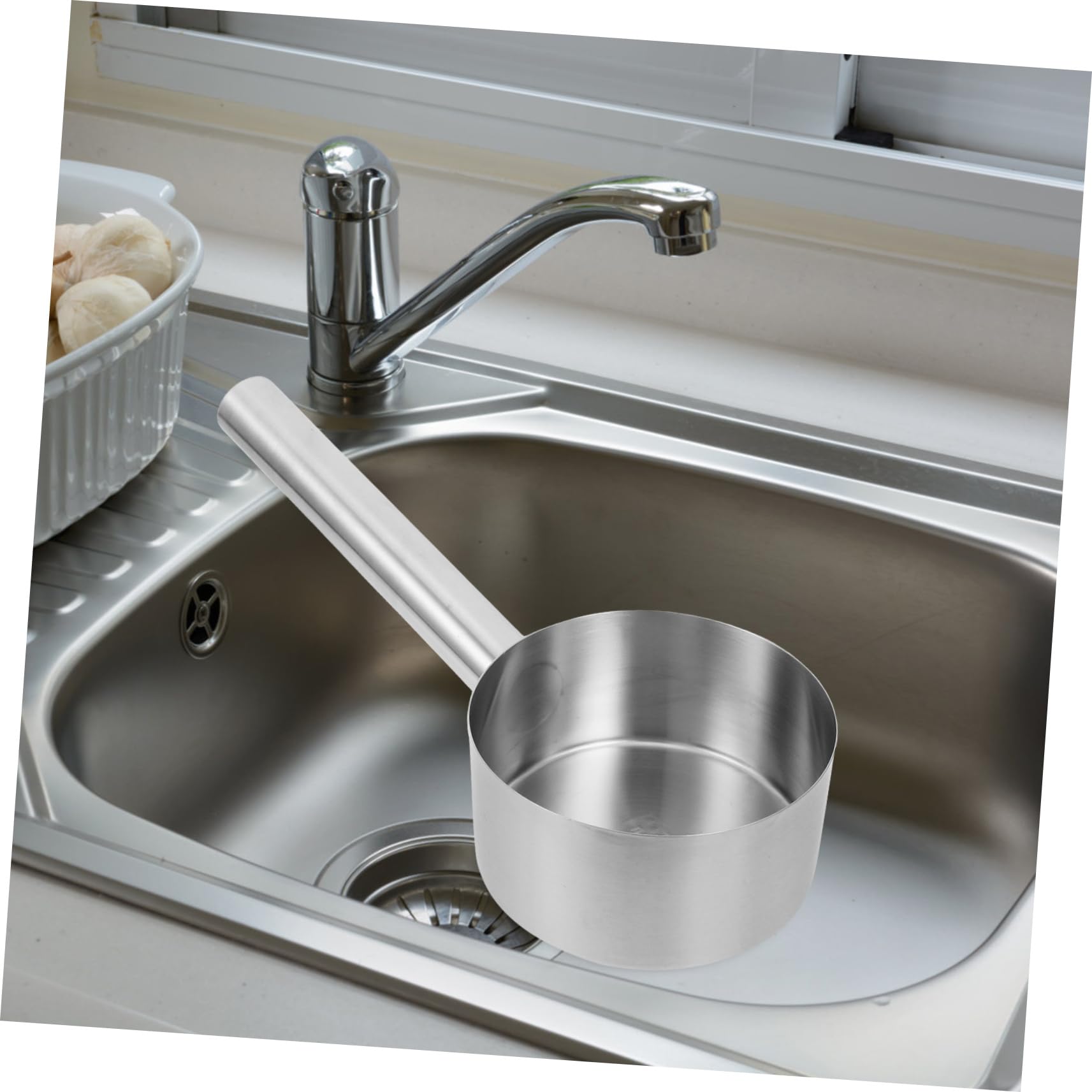 Abaodam Cucharón Largo de Acero Inoxidable para Servir Gran Capacidad y Diseño Fiable, Adecuado para Uso en Cocina y Jardín Acabado en Color Plata
