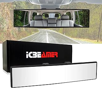 ICBEAMER Easy Clip on Wide Angle Panoramic Blind Spot Fit Auto Interior Rear View Glass Mirror Convex Clear Surface for Cars, Trucks, Vans (11.8" 300mm)