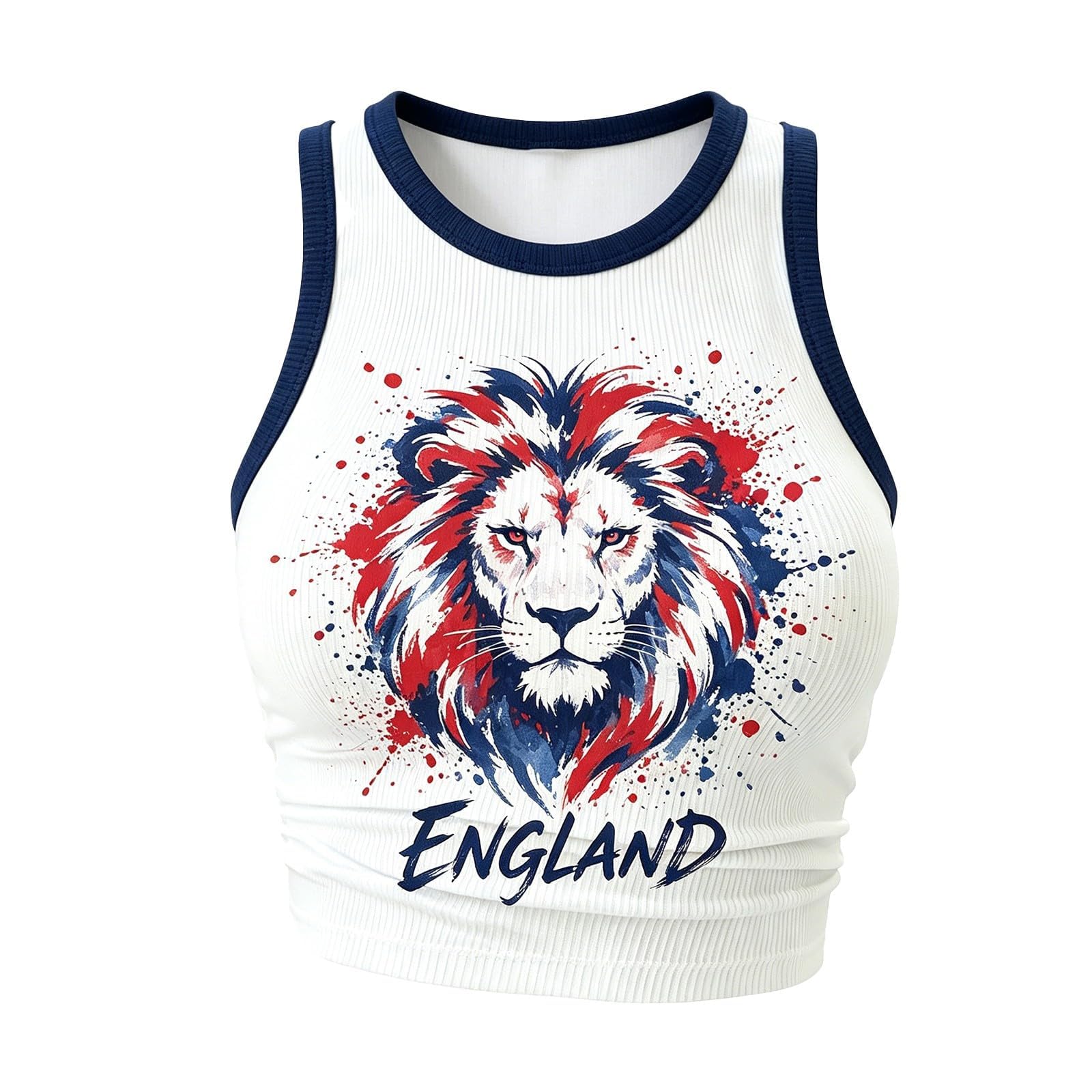 Crop Tops for Women 2026 England Football Shirt Team Graphic Sleeveless Racerback Ribbed Cropped Tank Top Casual Wear Perfect Present for Football Lovers Match Day Outdoor Gatherings S-XXL โ image 1