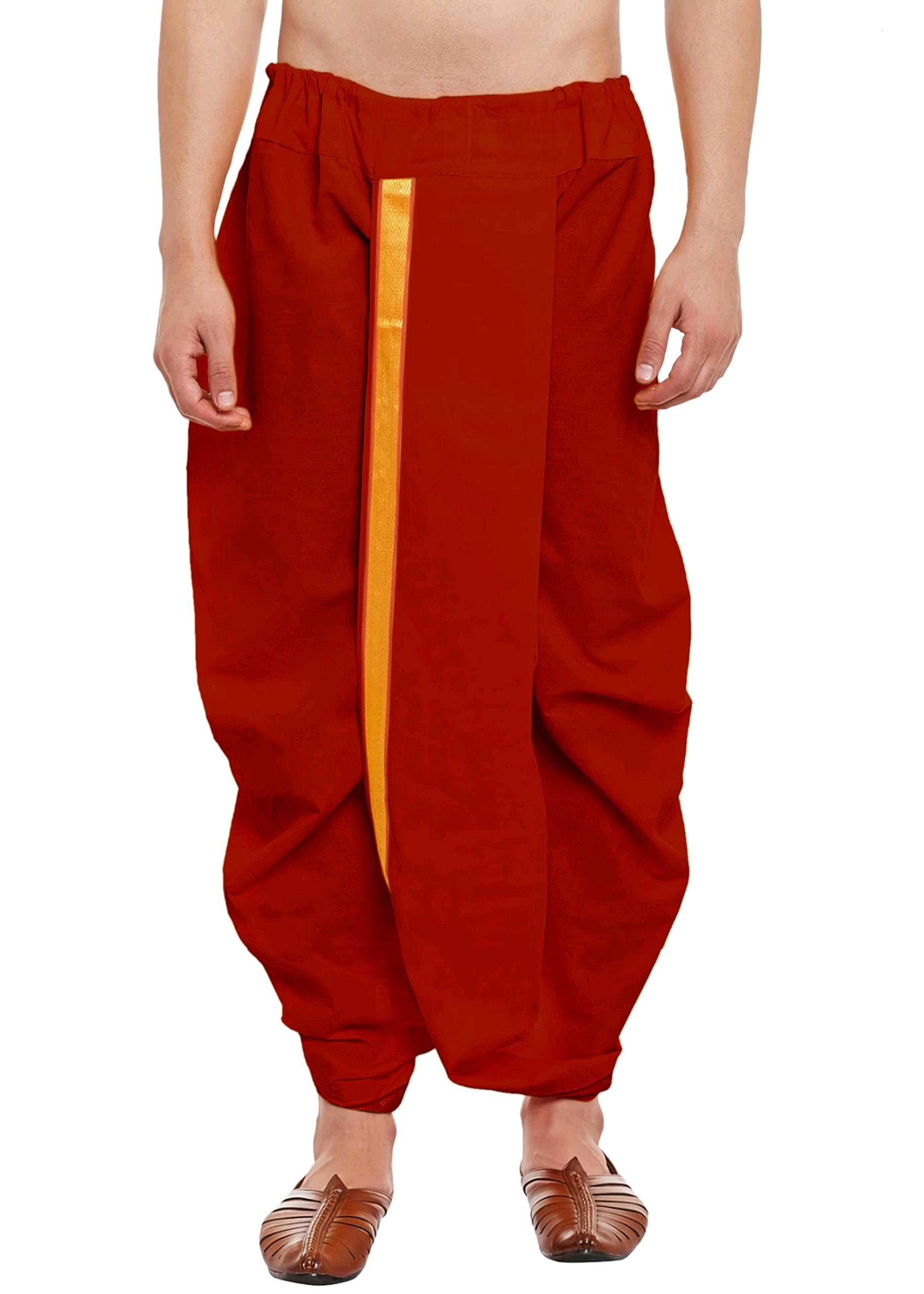crystal revenue Men's (Readymade Dhoti) Silk Cotton Ready to Wear Mahraj Dhoti Pant Set-picture-38