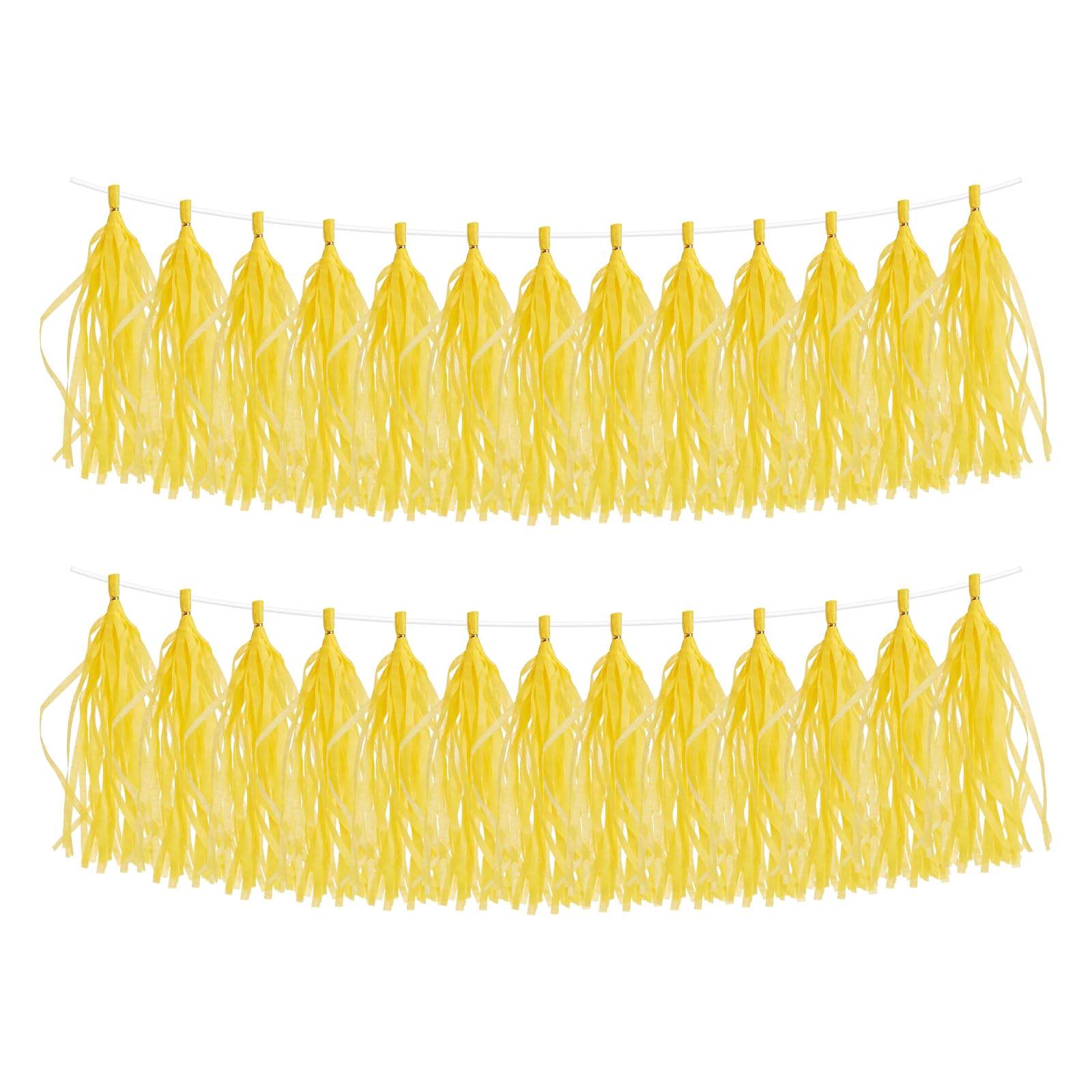 sourcing map 30Pcs Paper Tassels Garland, Tassel Garland Banner with Rope and Tie Wire for Party Decorations Wedding Decorations Football Party Engagement Decor DIY, Lemon Yellow
