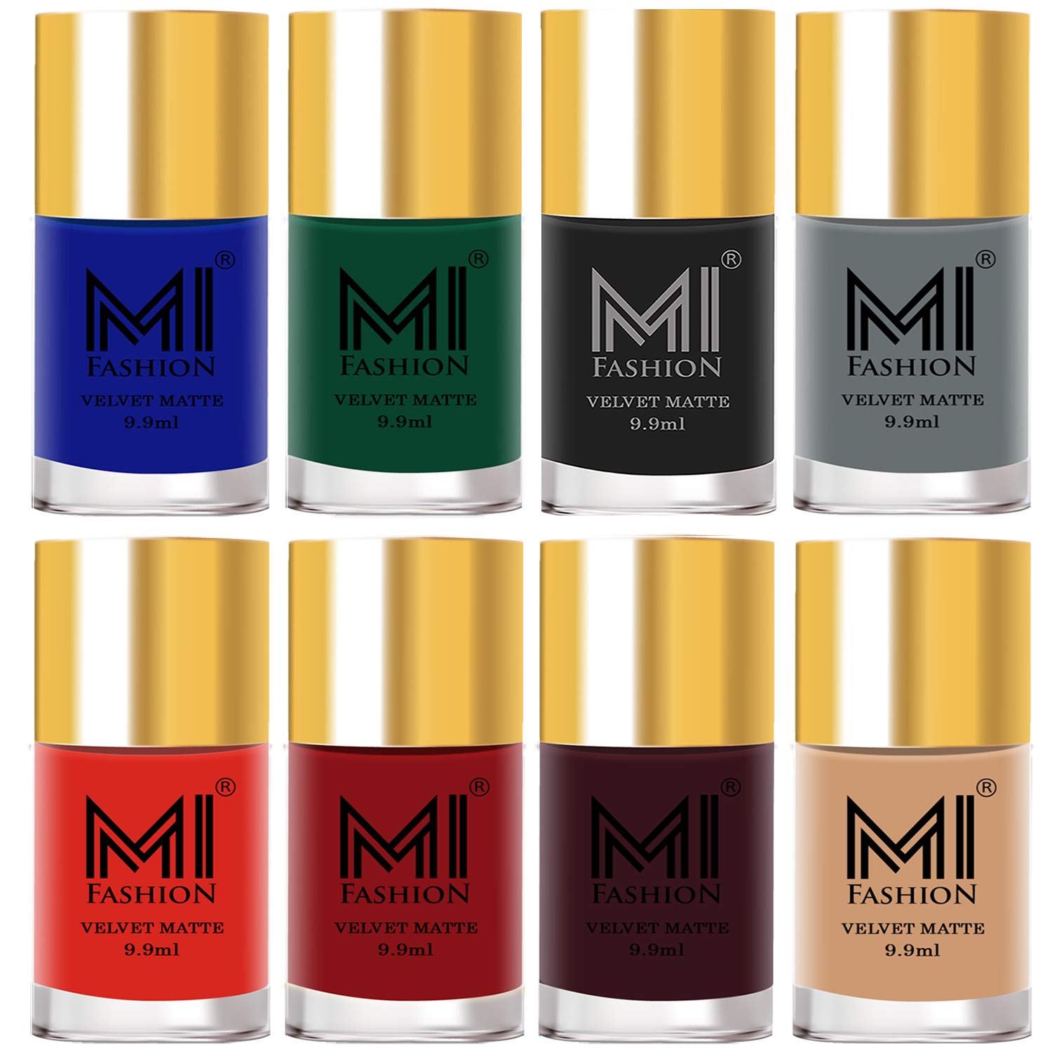 MI FASHION Velvet Matte Nail Polish Multicolors Combo Sets For Women (Classic Touch, Lasting Style-Top Coat) 9.9ml Each (Combo Sets-8)-image-44