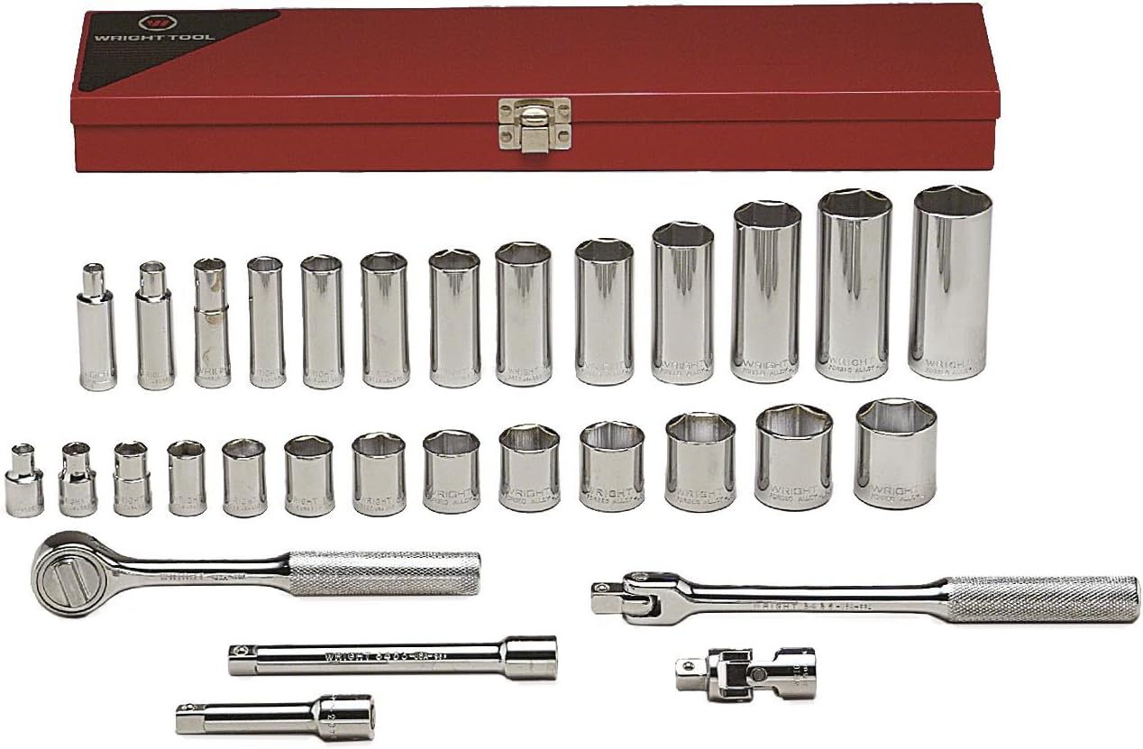 ⭐ <strong>Powerful 3/8-Inch Drive Set:</strong> A robust 31-piece set featuring 6-point and deep sockets, designed for heavy-duty applications<br>⭐ <strong>Unmatched Fastener Grip:</strong> Ten times more fastener contact delivers superior strength, torque, and gripping power, minimizing slippage<br>⭐ <strong>Organized & Durable Storage:</strong> Includes a durable red metal box, keeping your tools secure and organized for easy access