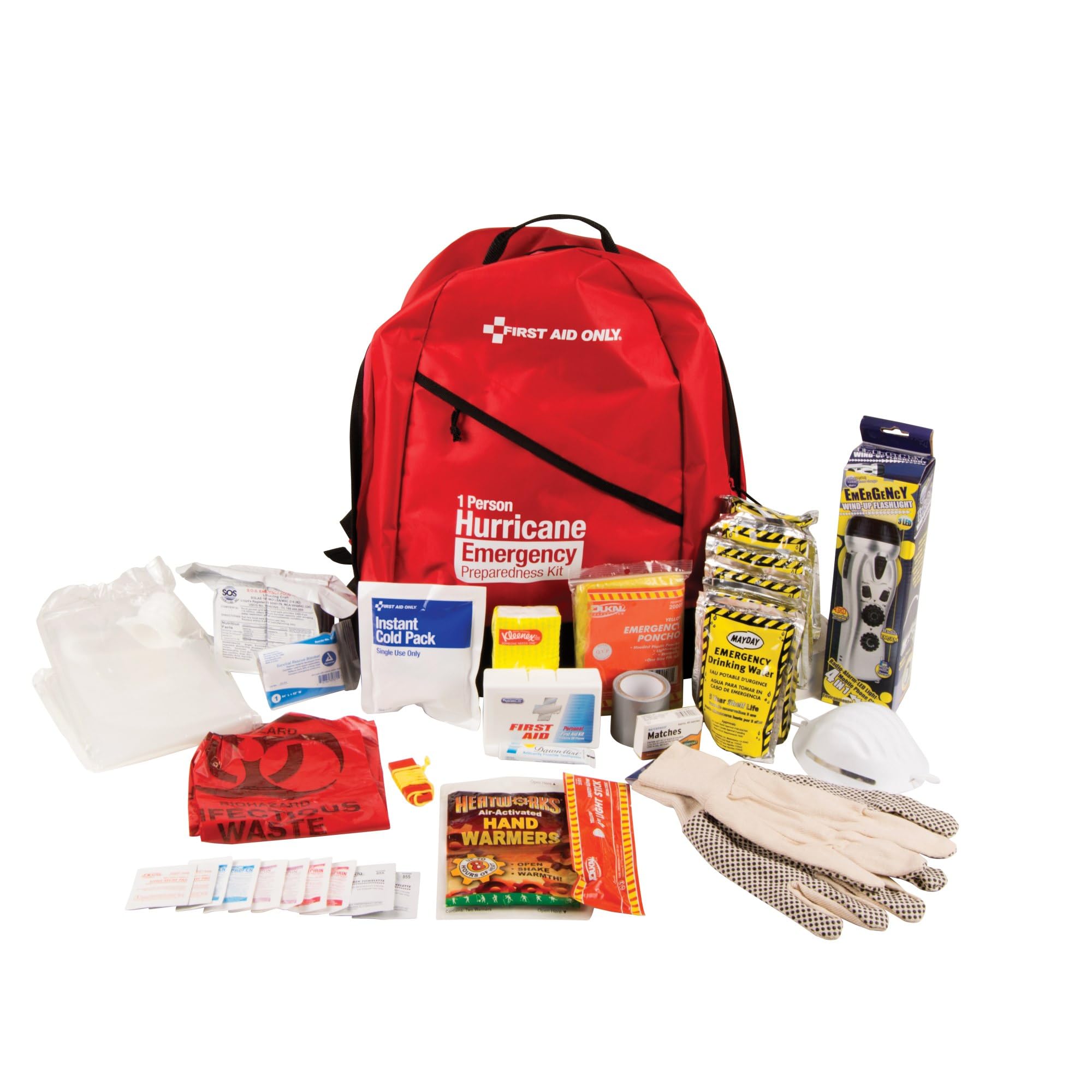 First Aid Only 91054 Emergency Preparedness Hurricane Backpack, 1 Person