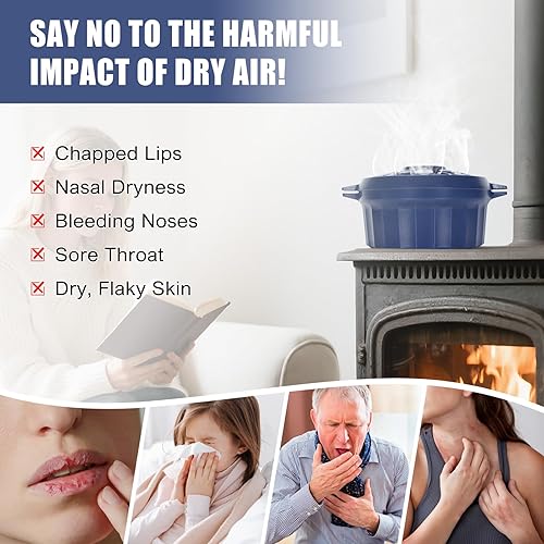 Miniatura 5 de G GOOD GAIN Vaporizador para Estufa de Leña - Cuenco Redondo de Hierro Fundido Olla Humidificadora para Chimenea con Abertura Superior Grande para