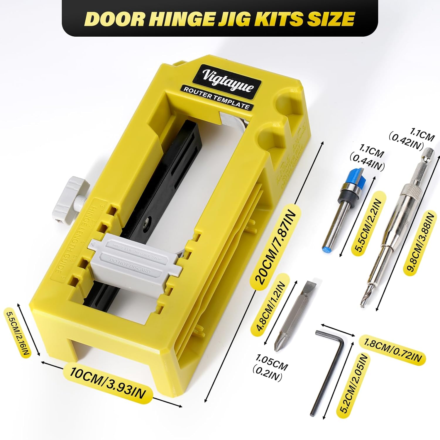 Door Hinge Jig, Door Hinge Mortiser, Router Template Fits for Door Hinges from 3” to 5” Length and Types of Sqaure, Radius 1/4” or Radius