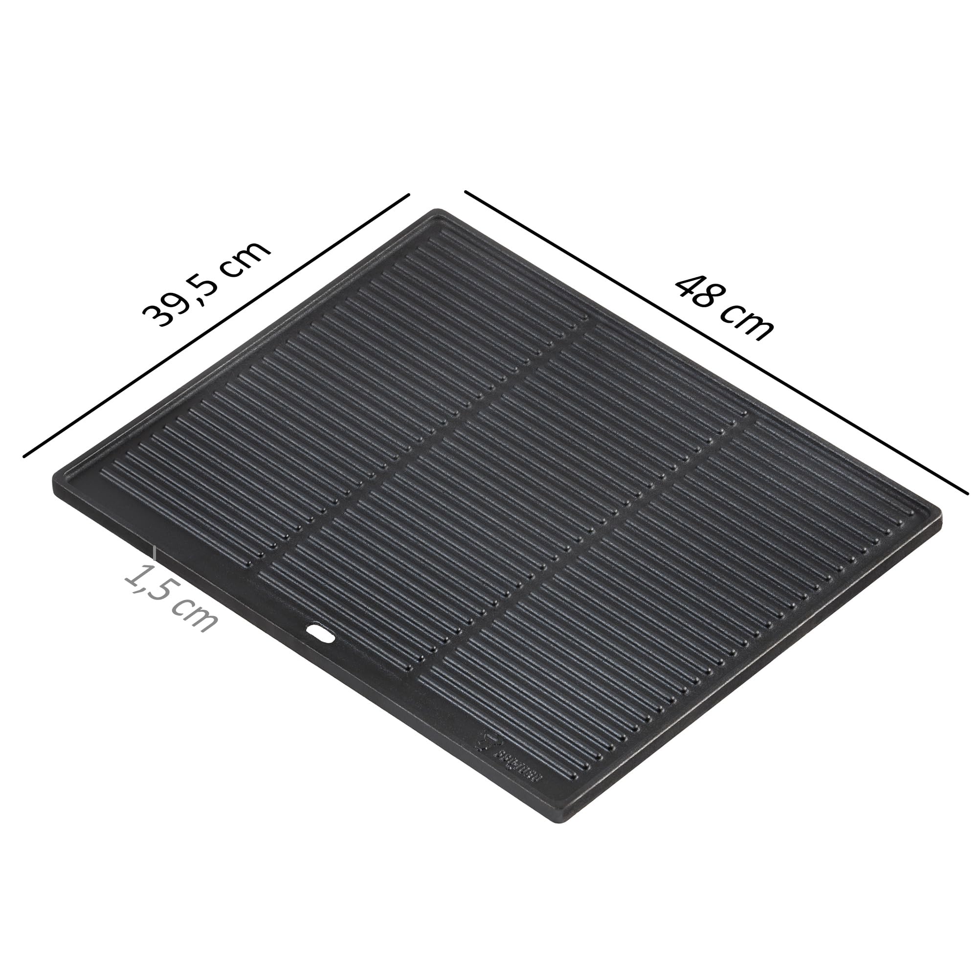 BBQ-Toro Plaque de cuisson en fonte | 48 x 39,5 cm | Plaque réversible, utilisation recto-verso | rectangulaire, universelle et massive | Tôle pour barbecue, pour grills à charbon de bois et gaz