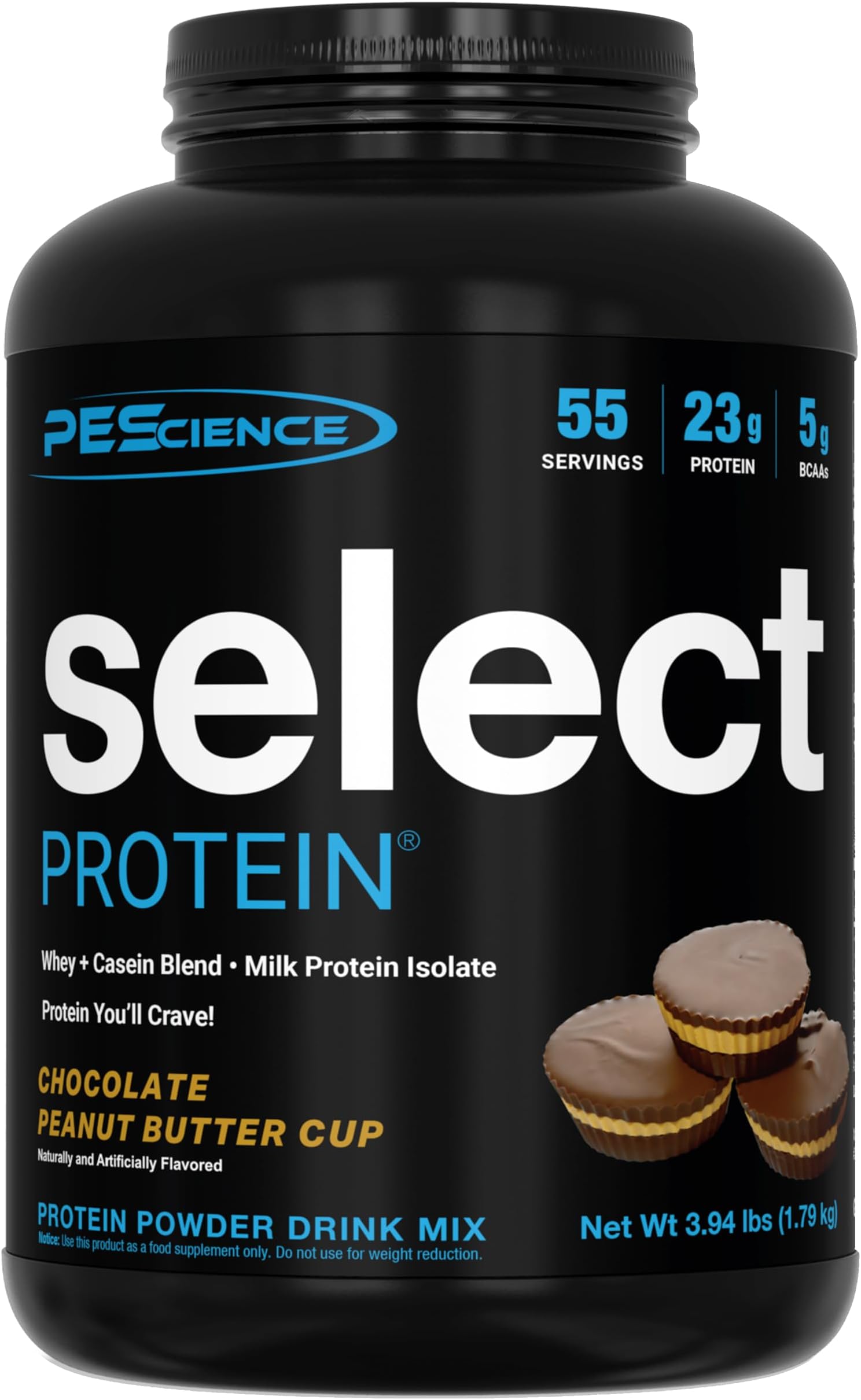 PEScience Select Protein Powder, Chocolate Peanut Butter Cup, 55 Servings | Whey and Casein Blend, Gluten Free, Lean Protein Powder, Low Calorie, Low Carb, Keto Friendly