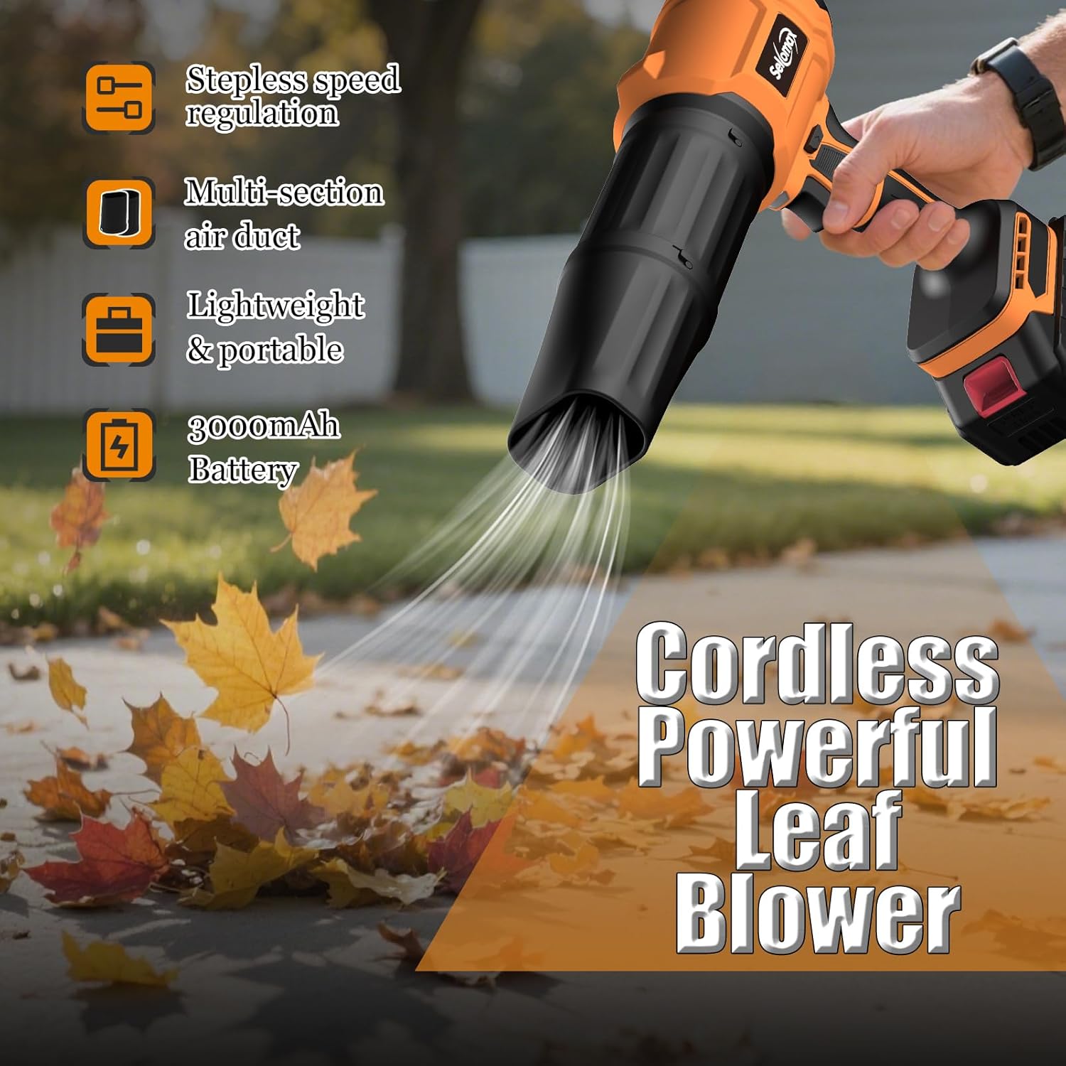 Leaf Blower Cordless with Battery and Charger,Mini&Portable Handheld Blower for Lawn Care High Power 21V 2X3.0Ah Batteries 2 Extended Tubes Lightweight Turbo Jet Sopladora De Hojas - Image 2