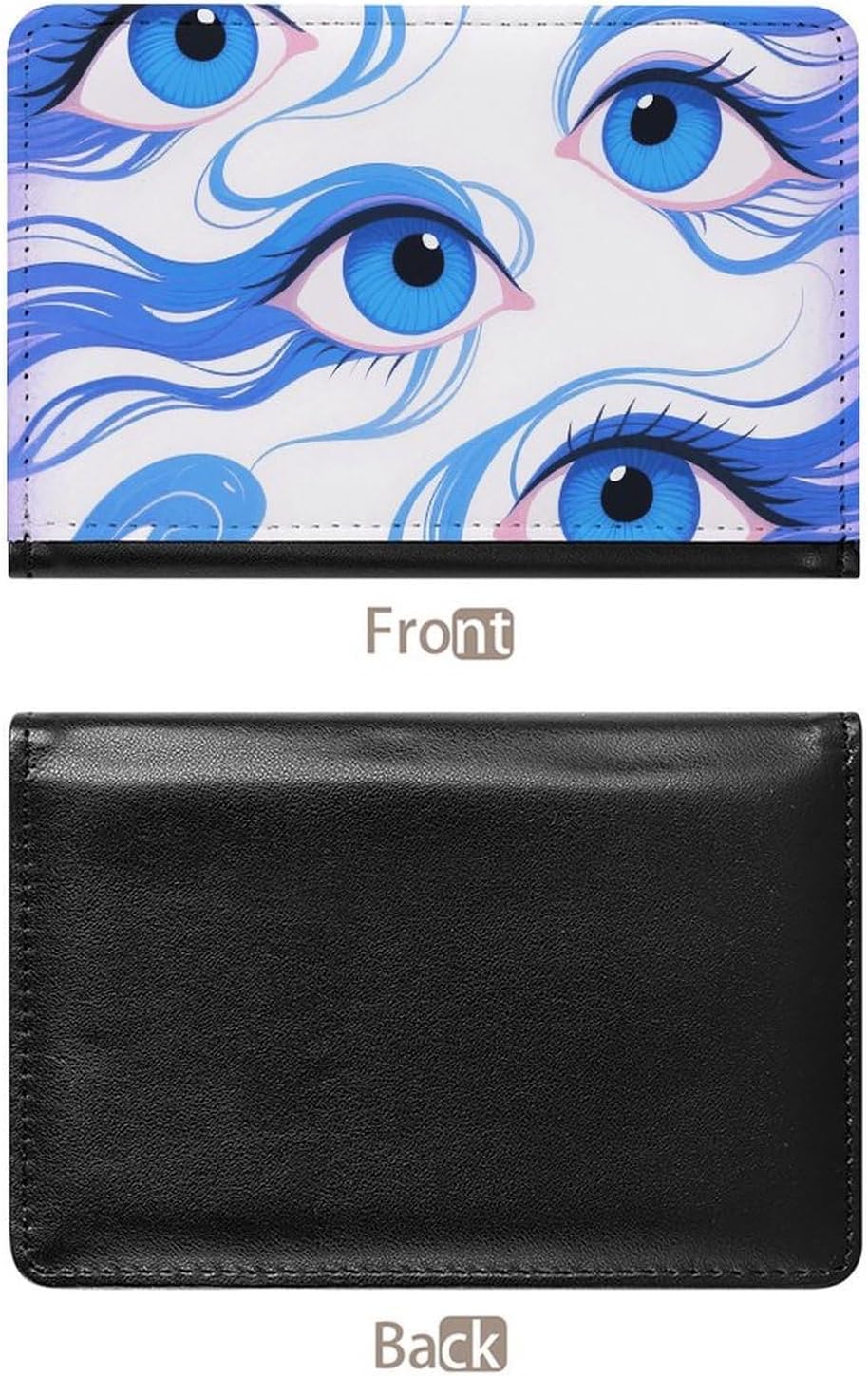 Funny Blue Eyes PU Leather Passport Holder image 3
