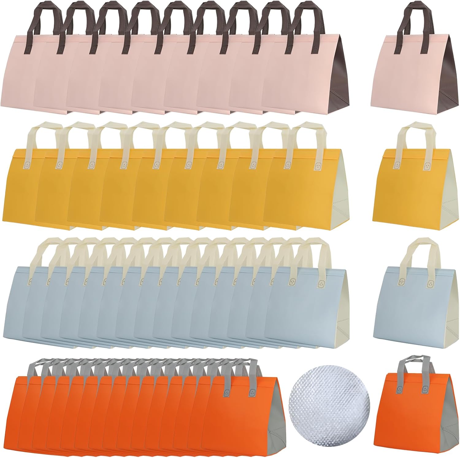 50Pcs Insulated Lunch Bag Disposable Cooler Bag Thermal Grocery Take Away Bags for Food Delivery Party Drink Picnic Holiday