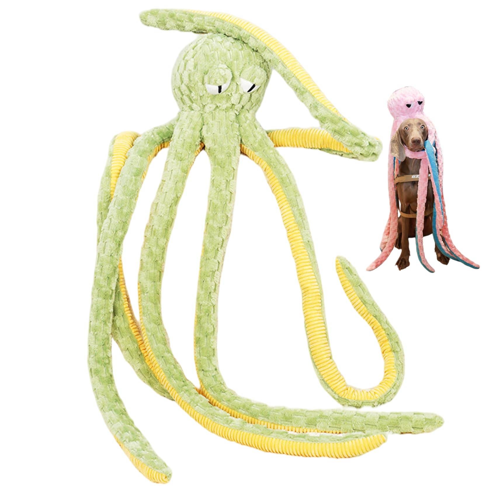 Jorzer Jouet pour Chien Pieuvre, 40 Pouces, Jouets interactifs couinants pour mâcheurs agressifs, Pieuvre en Peluche Douce et respectueuse de la Peau