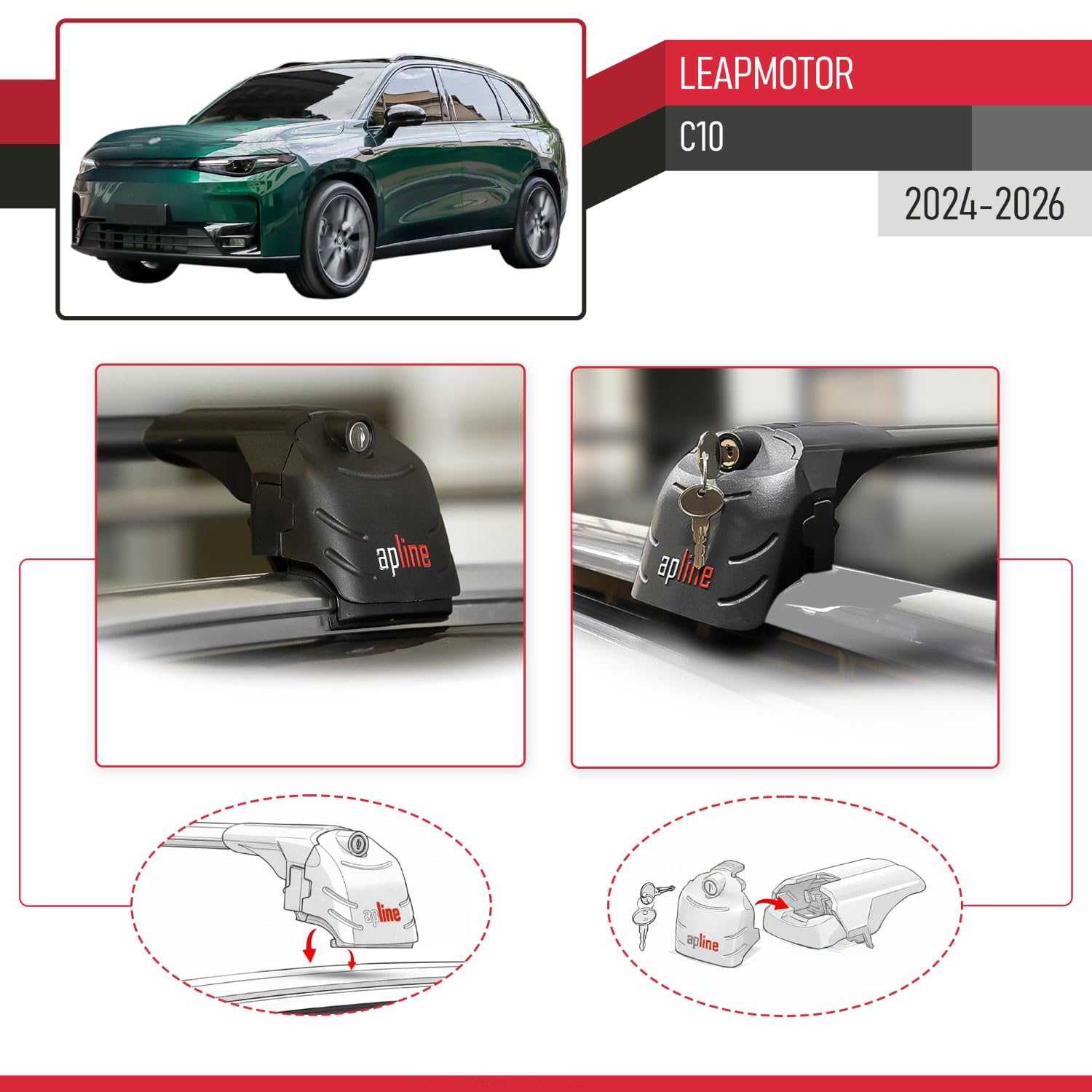 Leapmotor C10 2024-2026 Ace-2 Dachowe Relingi Belki Poprzeczne Czarny Aluminium 2 Belki