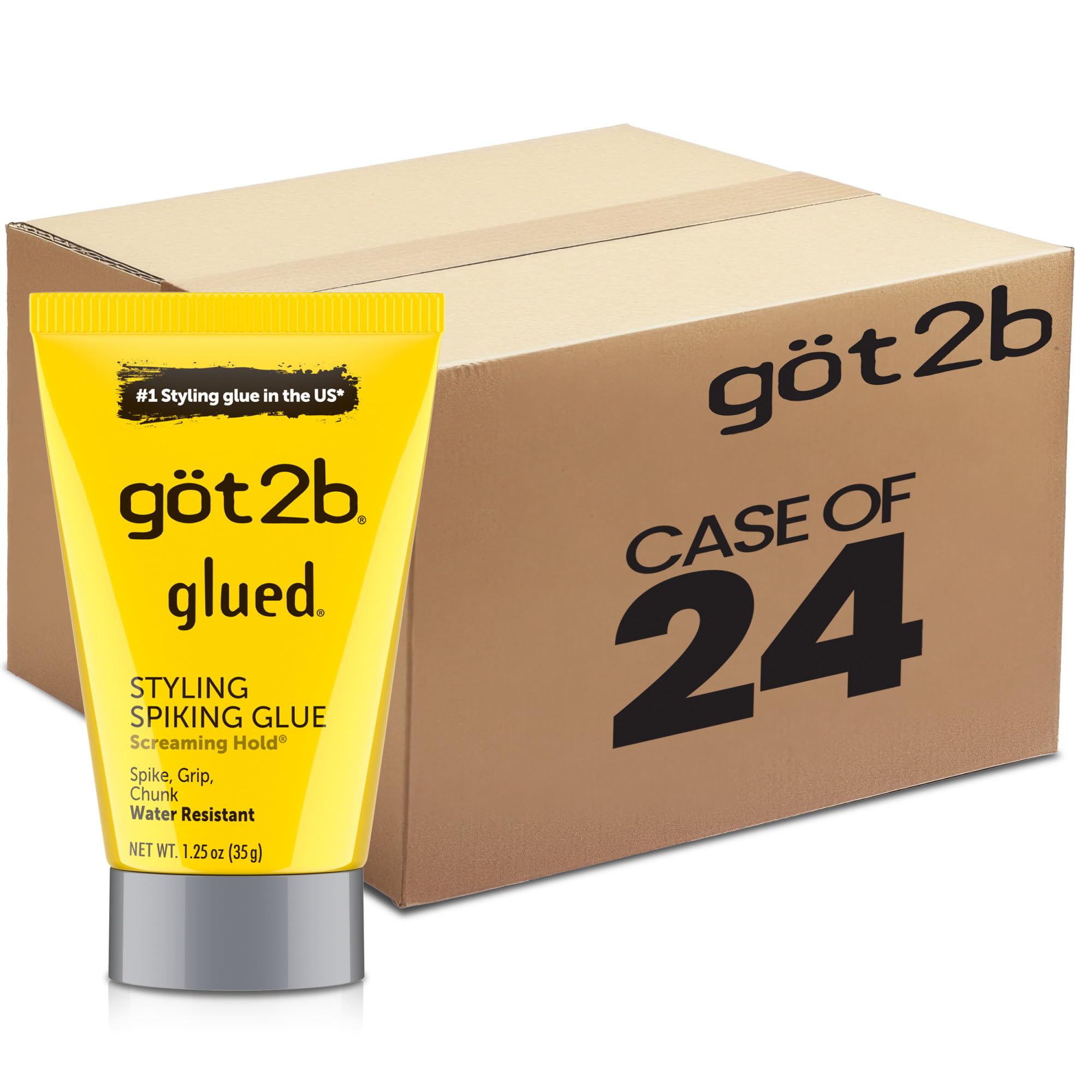 Got2b Glued Travel-Size Spiking Hair Gel, Strong Hold for On-the-Go Styling, Mini 1.25 oz Tubes, Unscented, (Pack of 24) Unscented 1.25 Ounce (Pack of 24)