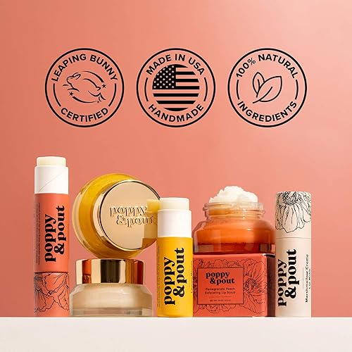 Miniatura 5 de Poppy & Pout Bálsamo labial totalmente natural, tubo de cartón de 0.3 onzas, relleno a mano, cera de abejas, vitamina E, aceite de coco orgánico,