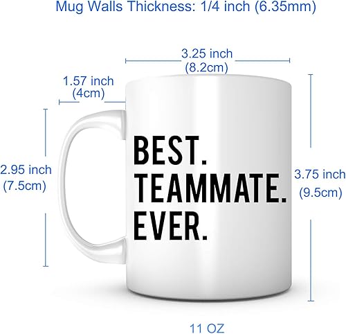 Miniatura 5 de Bst Teammate Ever-Taza de cerámica blanca de 11 onzas, taza para compañero de equipo, regalo de jugador de equipo, regalo de jugador de equipo,