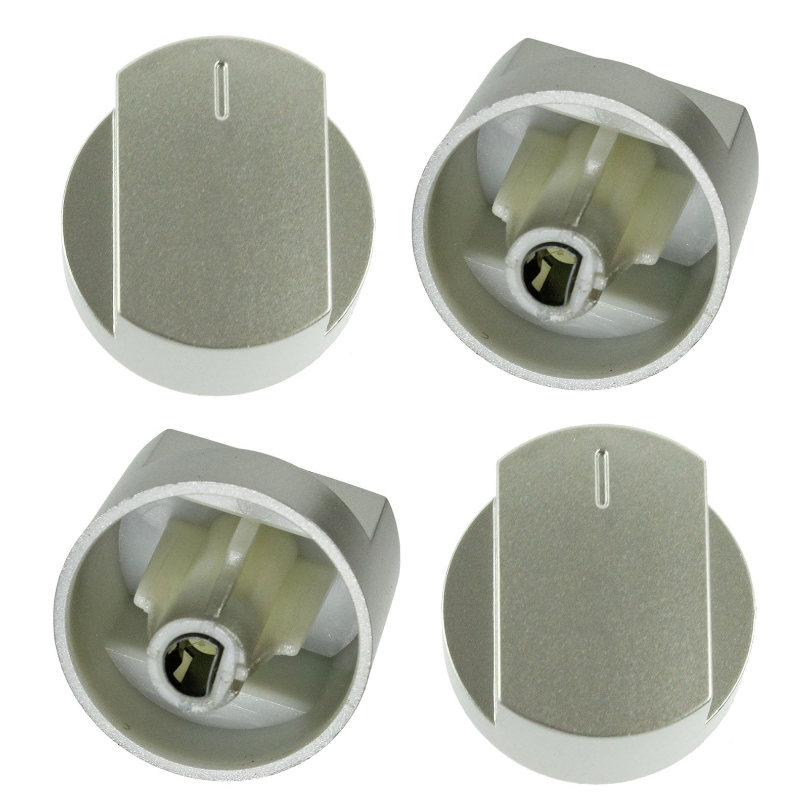 First4spares Chrome,Silver 4 X Cooker Oven Cooker Hob Control Knobs (Pack Of 1, 2 Or 4, Chrome/Silver)