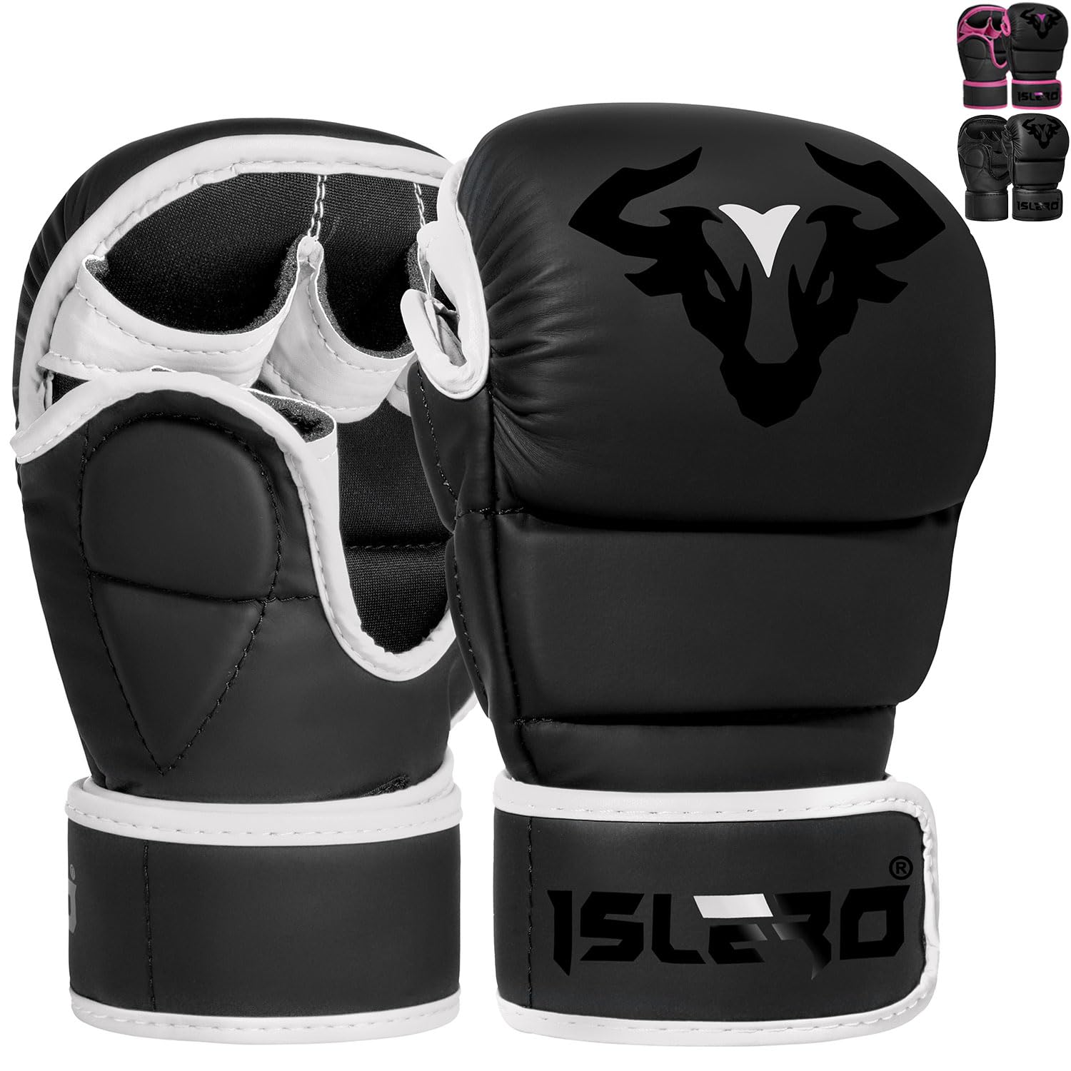 Fitness Matte Black MMA Gloves Martial Arts Mitts Grappling Sparring Men Muay Thai Cage Fighting Boxing Combat Sports Women pink UFC Punching Bag Training