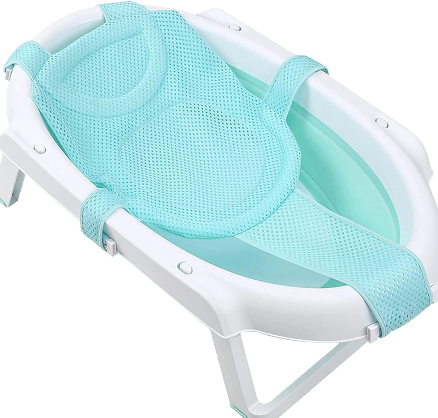 X spring Baby Bath Seat, Blue Infant Bath Support Net with Non-Slip Design, Comfortable Mesh Seat for Newborns 0-6 Months, Safe Shower and Bathtub Helper
