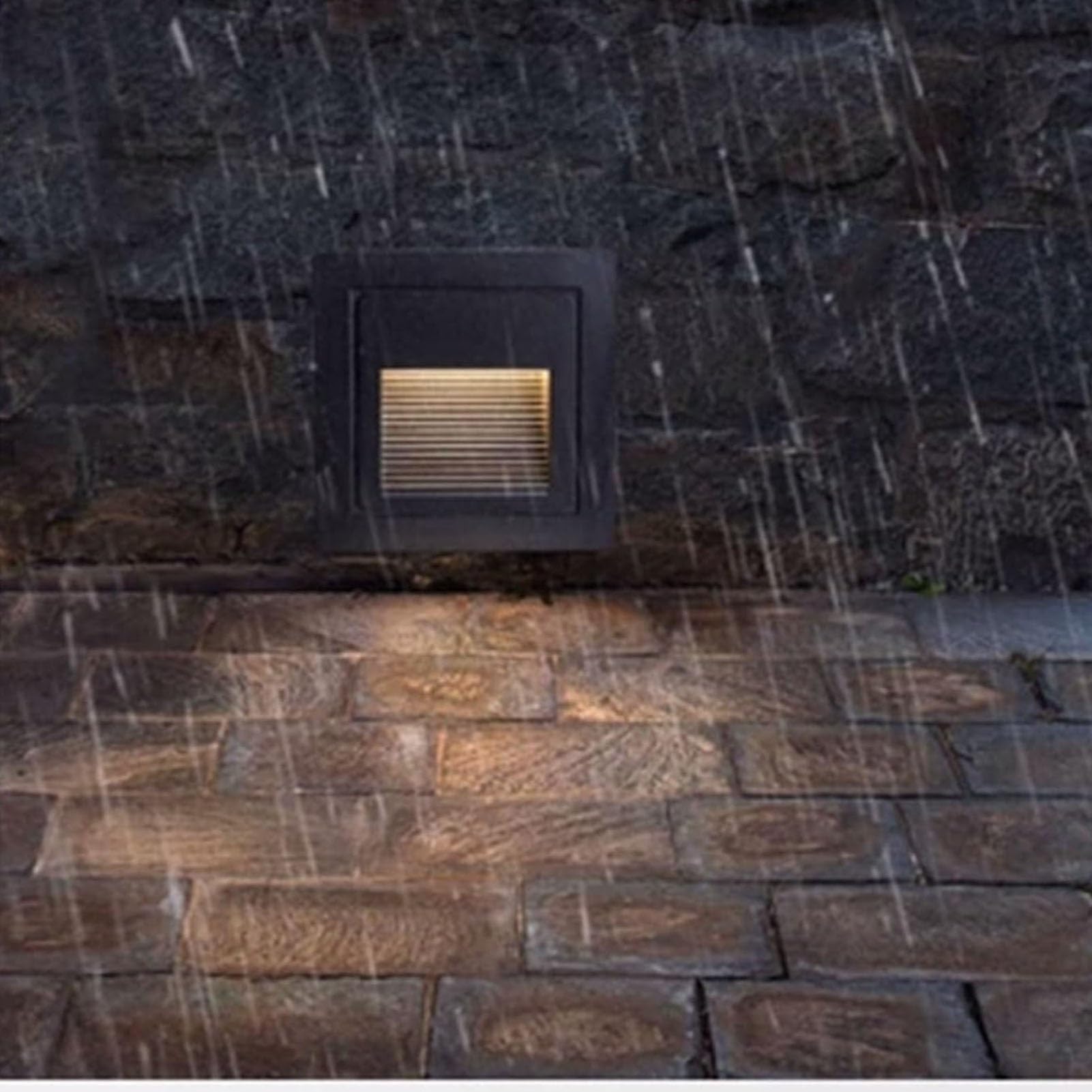 THEGA Foco LED De Haz Alto, Luces De Paisaje con Sensor Cuadrado Impermeables IP65, Luz De Escalera Exterior De 3 W, Lámpara Decorativa De Pared para Vallas De Jardín(2pcs)
